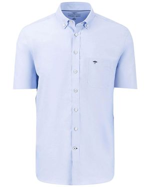 Fynch-Hatton Short Sleeved Oxford Shirt Light Cotton - Blue