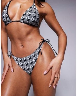 BOSS Co-Ord Monogram Logo Tie-Side Bikini Bottom - Blue