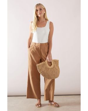 Wallis Petite Wide Leg Trouser - Natural