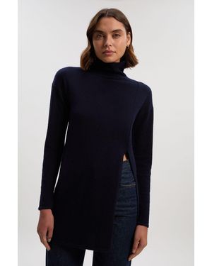 Karen Millen Cashmere Blend Deep Slip Longline Knit Top - Blue