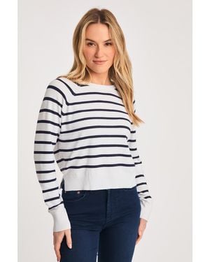 French Connection Off Crew Neck Long Sleeve Striped Knit Jumper - Blue