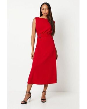 DEBENHAMS Belt Detail Textured Jersey Midi Dress