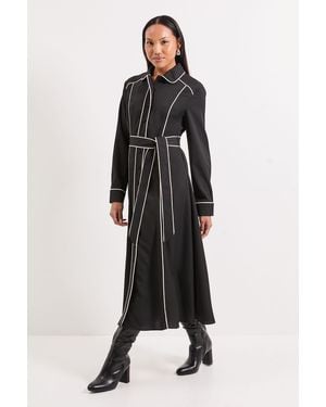 PRINCIPLES Tailored Crepe Contrast Midi Dress - Black