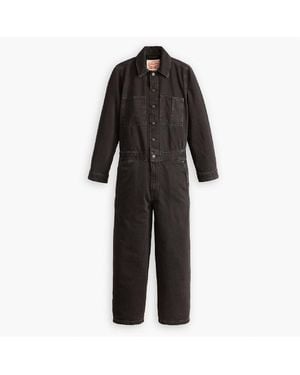 Levi's Levi's Iconic Collared Neck Long Sleeve Solid Patterned Jumpsuit - Black