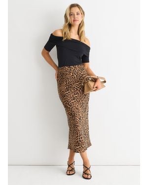 Gini London Animal Print Midi Skirt - Black