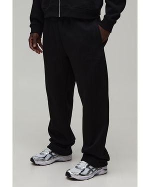 BoohooMAN Straight Fit Heavyweight Embroidered Jogger - Black