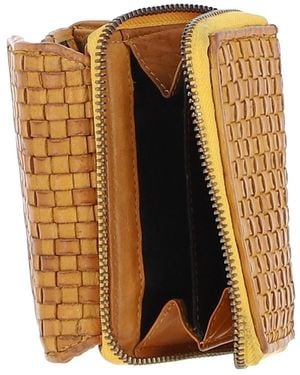Ashwood Leather Vintage Woven 7 Card Purse - Yellow