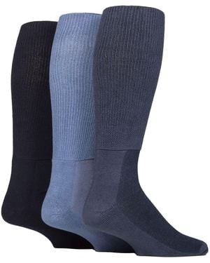 IOMI 3 Pack Ladies Knee High Soft Bamboo Diabetic Socks - Blue