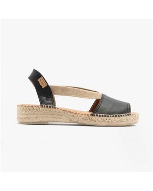 Toni Pons Etna Ladies Leather Espadrille Sandals - Black