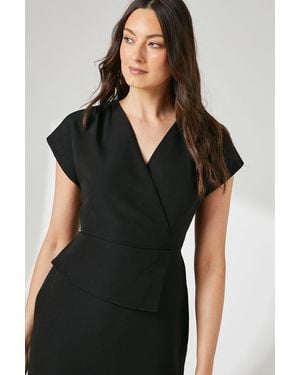 PRINCIPLES Peplum Detail Crepe Pencil Dress - Black