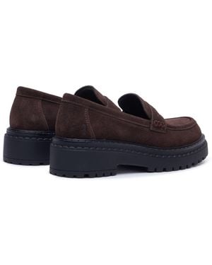 Hush Puppies Odessa Leather Chocolate Loafers - Blue