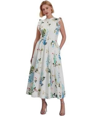 Ted Baker Ladies Giolia Sleeveless Midi Dress Cotton - Blue