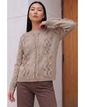 Roman Fringe Knit Jumper - Brown
