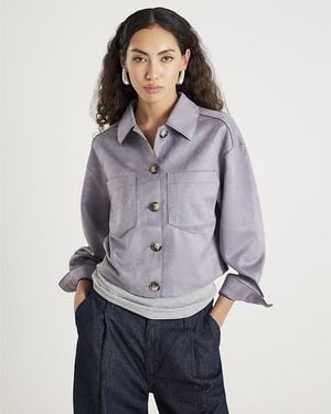 River Island Overshirt Faux Suede Collared - Grey
