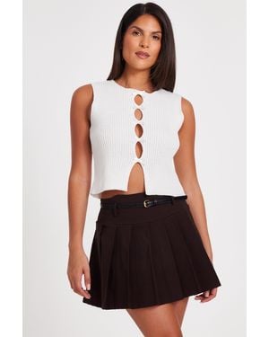 Quiz Pleated Mini Skirt - White