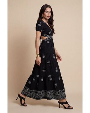 Urban Bliss Open Pen Back Tirered Maxi Dress Pattern - Black