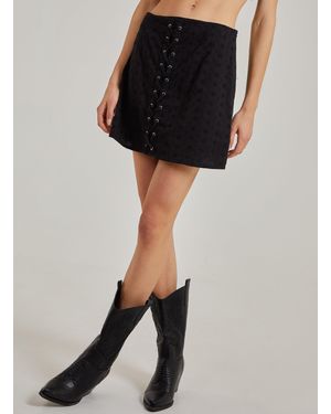 Pink Vanilla Lace Up Mini Skirt - Black