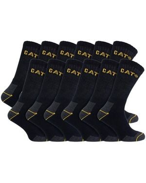 Caterpillar 12 Pack Heavy Duty Work Socks For Steel Toe Boots - Black