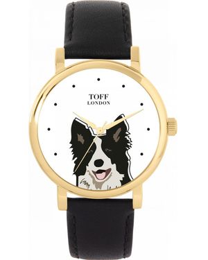 Toff London Tlws-21283 Ladies And Border Collie Dog Head Watch - Black
