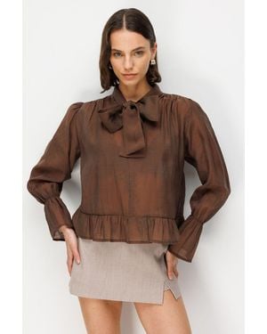 MixRay Cotton Blouse - Brown