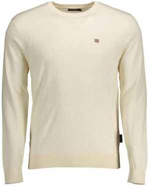 Napapijri Long-Sleeved Crew Neck Cotton Shirt - Natural