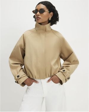 River Island Jacket Funnel Neck Chopped Trench Cotton - Natural