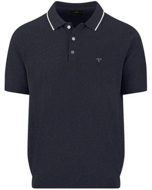 Fynch-Hatton Knitted Polo Shirt Cotton - Blue