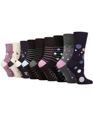 Gentle Grip 9 Pack Bamboo Socks Ladies - Black