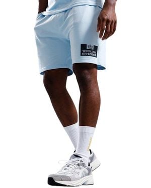 Weekend Offender Shorts Elasticated Summer Casual Cotton New Half Trousers - Blue