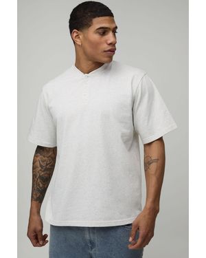 BoohooMAN Relaxed Heavyweight Henley T-Shirt - White