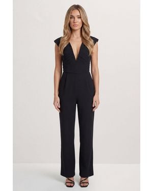 MissPap Tailored Pleated Structured Jumpsuit - Blue
