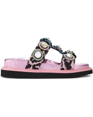 Kurt Geiger Suede Orson Crystal Sandal Sandals - Purple