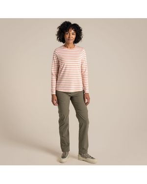 Craghoppers Ladies Akona Striped Nosilife Long-Sleeved T-Shirt (Clay) - Pink