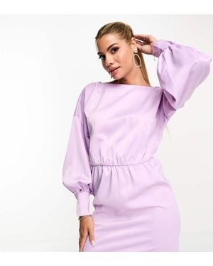 In The Style Exclusive Satin Mini Tie Back Dress - Purple