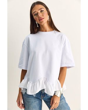 Bianco Lucci Cotton Elastane T-Shirt - White
