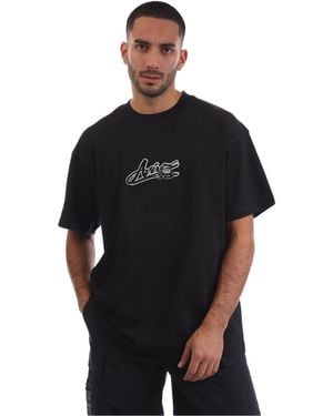 Avirex Rego Embroidered Arch Lettering Crew Neck Short Sleeve T-Shirt - Black