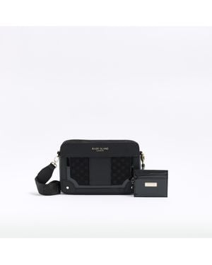 River Island Ri Monogram Boxy Cross Body Bag - Black
