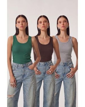 Happiness İstanbul Cotton Elastane Tank Top - Brown