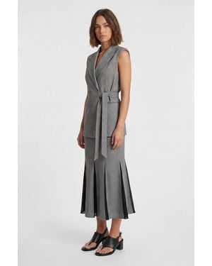 Karen Millen Soft Tailored Check Wrap Detail Sleeveless Blazer - White