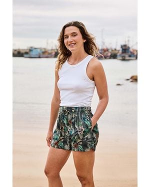 Mountain Warehouse 'Sand-Dune' Printed Shorts With Elastic Waistband Summer Bottoms Viscose - Green
