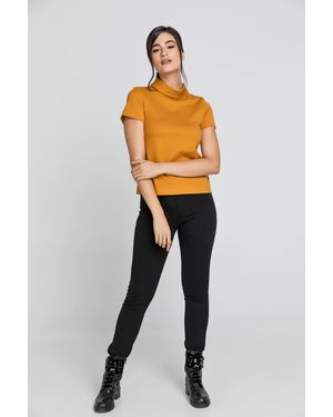 Conquista Mustard Top Met Korte Mouwen - Meerkleurig
