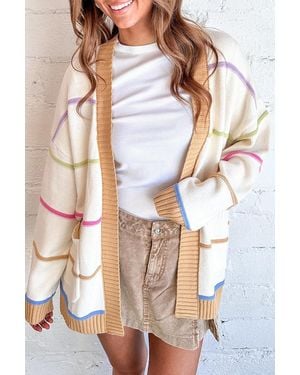 Azura Exchange Gestreepte Openfront Cardigan - Wit