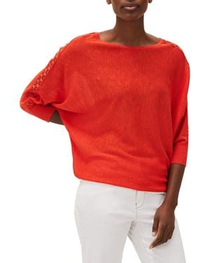 Phase Eight Talia Lace Trim Linen Top - Red