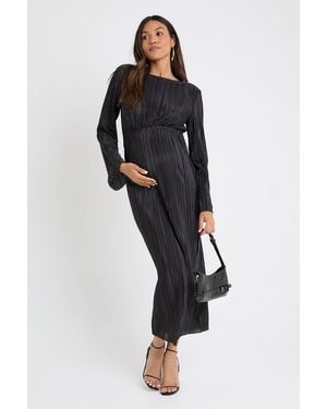 Boohoo Maternity Plisse Batwing Midaxi Dress - Black