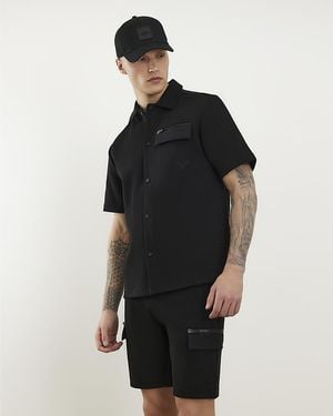 River Island Shirt Regular Fit Premium Short Sleeve Cotton - Black