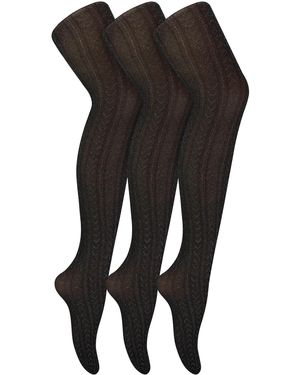 Sock Snob 3 Pairs Glitter Tights - Black