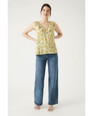 MAINE Ruffle Neck Blouse - Blue