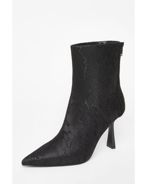 Quiz Lace Heeled Ankle Boots - Black