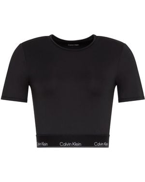 Calvin Klein Slim Fit Cropped T-Shirt Voor - Zwart