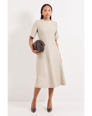 PRINCIPLES Stripe Detail Tailored Midi Dress - Natural